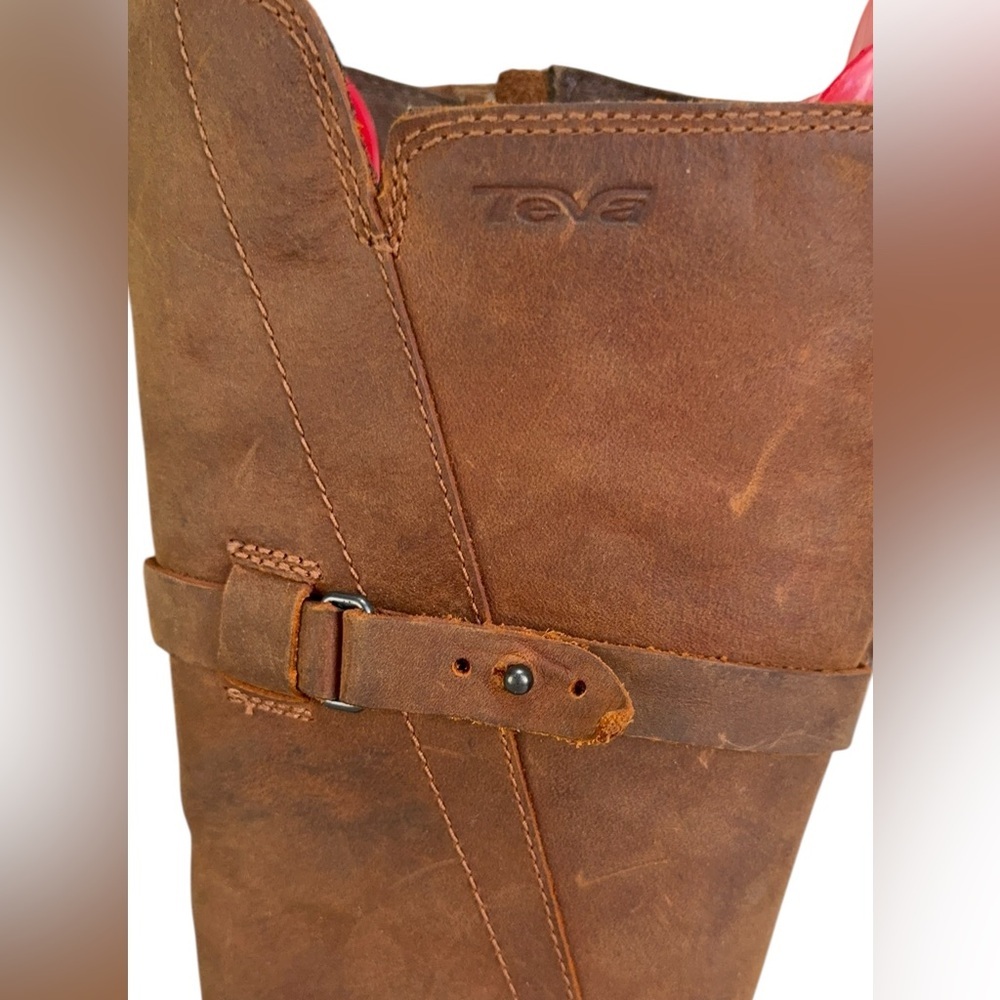 Teva De La Vina tall boots in brown waterproof leather Size 6.5 - Picture 7 of 10